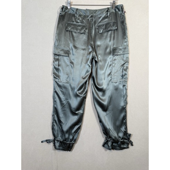 SILK Polo Ralph Lauren Crop Cargo Pants W-8/26" (M) Jogger Drawstring Hem Y2K - Picture 4 of 8